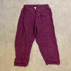 Eileen Fisher Raspberry Organic Linen Pants PS